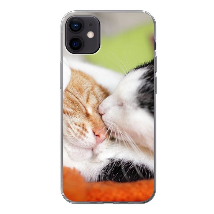 MuchoWow Handyhülle Katzen - Kuscheltier - Animal Day Handyhülle Apple iPhone 12 Mini Smartphone-Bumper Print Handy