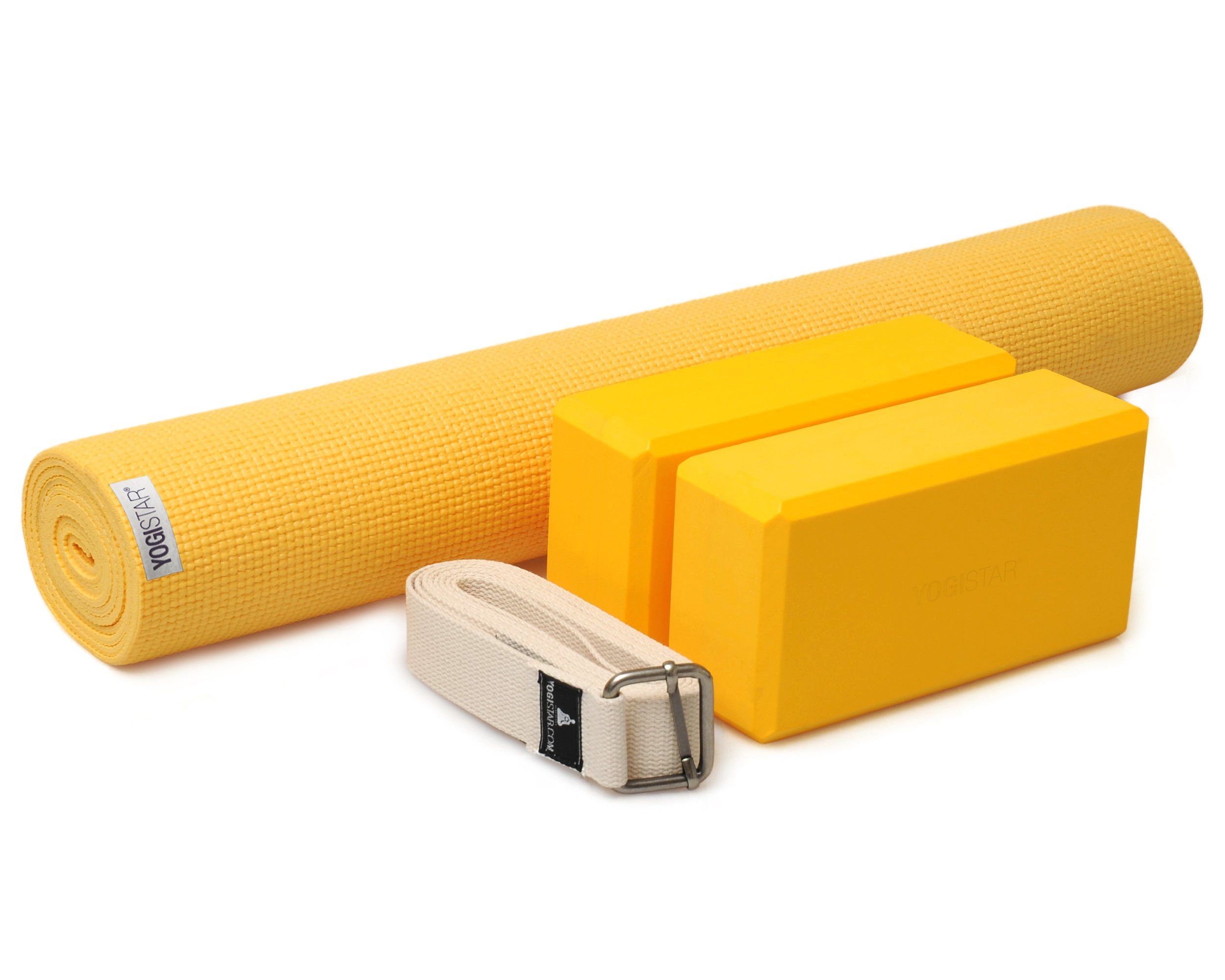 Yogistar Yogamatte Yoga-Set kick it - two (Yogamatte + 2x Yogablock + Yogagurt) (Yogamatte, Yogablock, Yogagurt, 4-St., Yogamatte, Yogablock, Yogagurt), Yoga-Set: Matte, 2 Blöcke, Gurt – ideal für Einsteiger & Profis