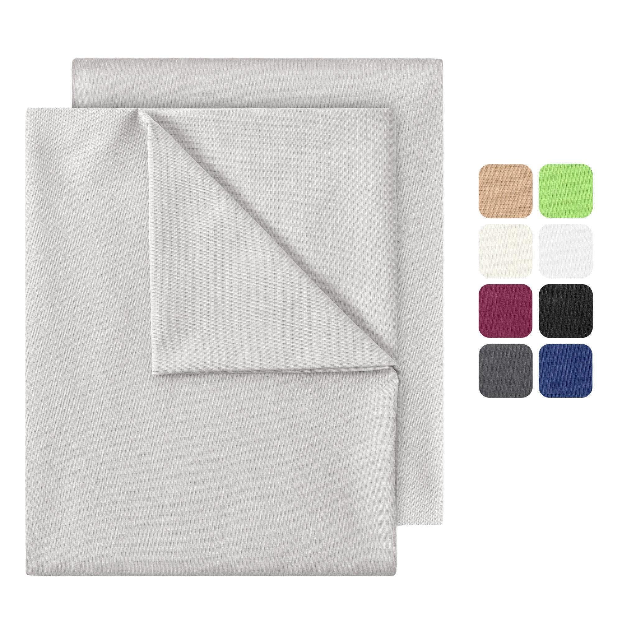 NatureMark Bettlaken 2er-Set klassisches Betttuch Haustuch, 100% Baumwolle, Gummizug: ohne, (2 Stück), Laken Haustuch, viele Größen und Farben, 180x275 cm, Silber grau