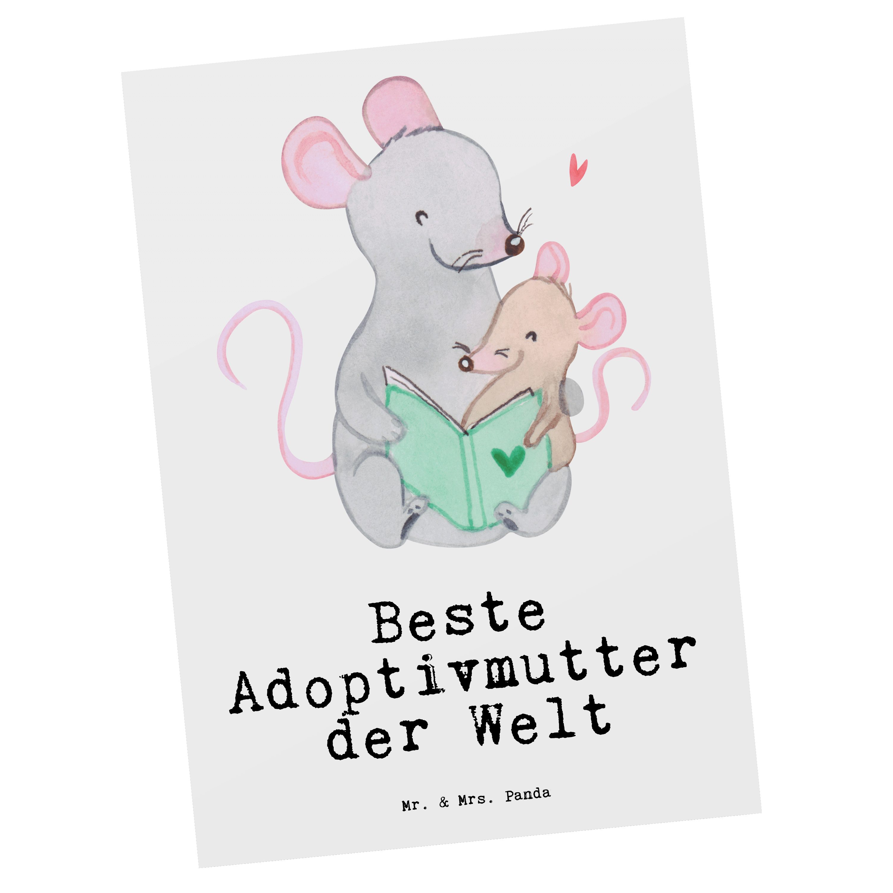 Mr. & Mrs. Panda Postkarte Maus Beste Adoptivmutter der Welt - Weiß - Geschenk, Adoptivmama, Mam