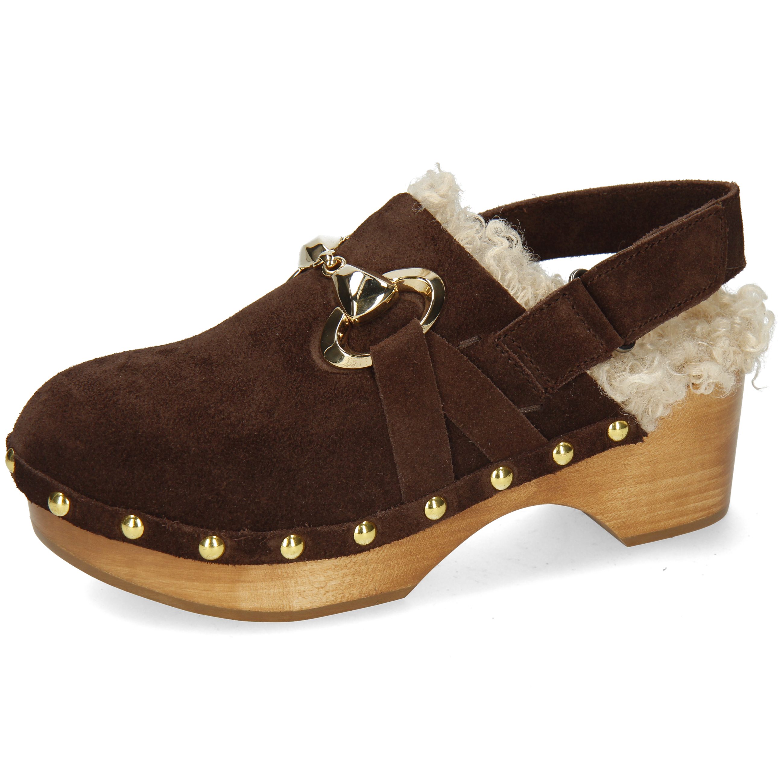 Melvin & Hamilton Flora 1 Leder-Fellschuhe für Damen Clog Block-Absatz, Echtes Leder
