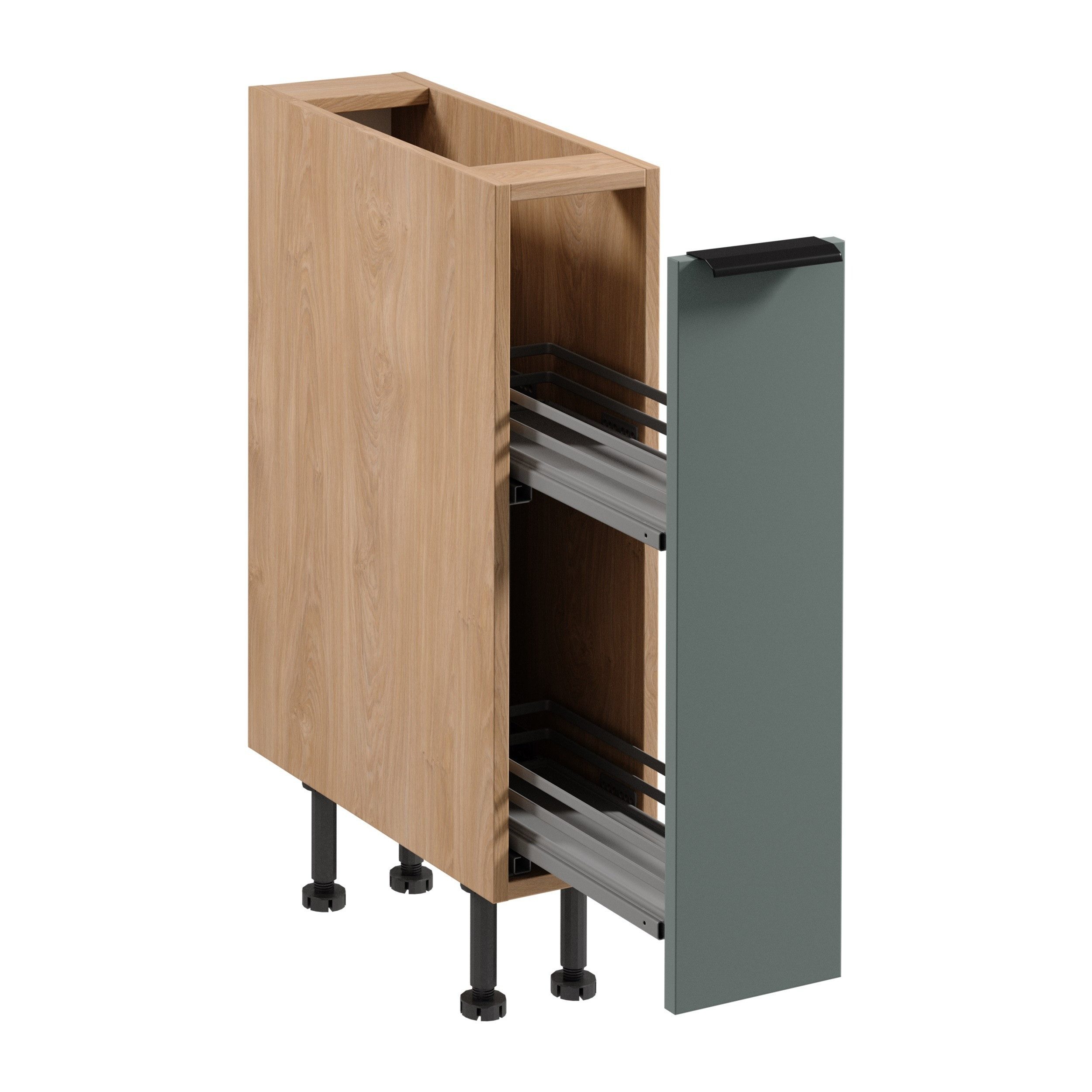 ROYAL24_MARKT Apothekerschrank - Sorento Küchen Unterschrank – 20 cm – Grün / Sonoma Eiche (Packung, 1-St., Serie Sorento – D20C) Edles Design – Top Material – Hochwertig – Innovativ