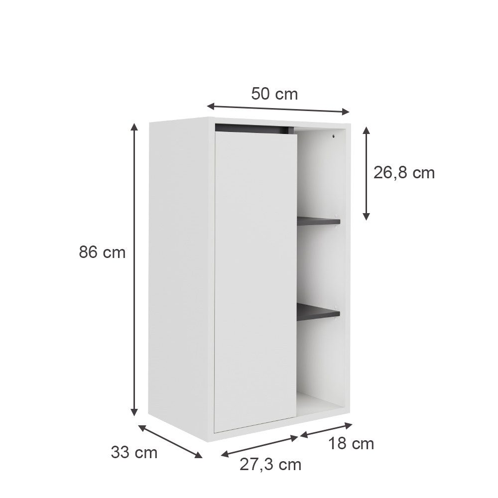 Vicco Midischrank Viola, Weiß/Grau, 50 x 86 cm mit offenen Regalen günstig online kaufen