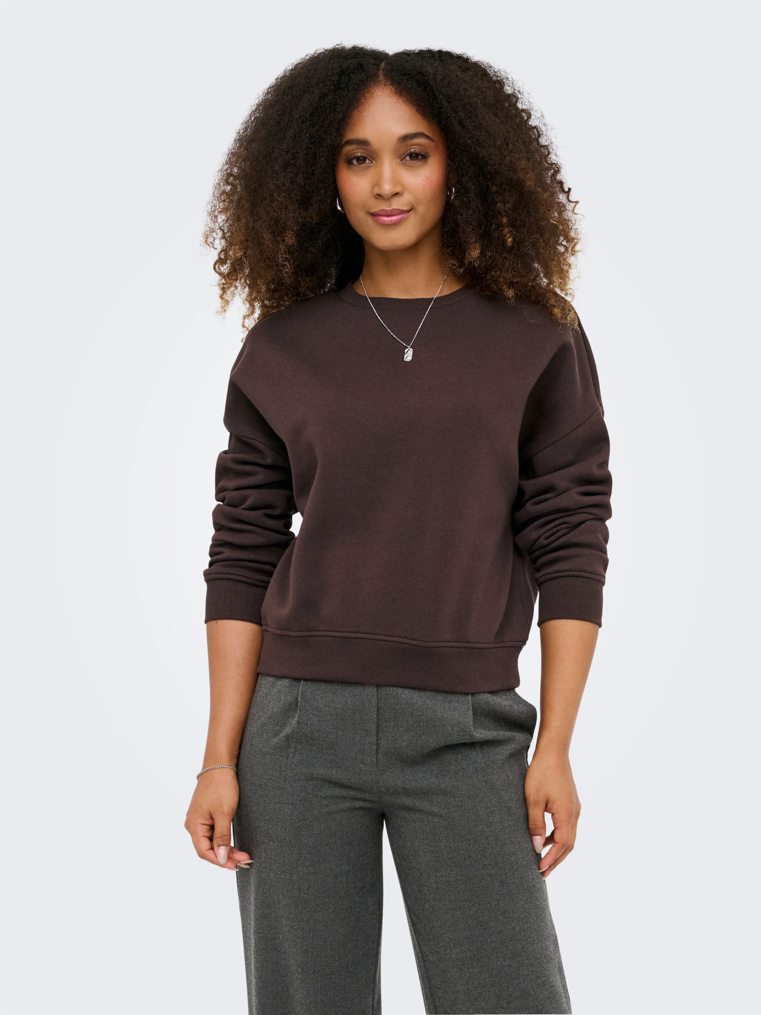 ONLY Sweatshirt ONLSWEAT L/S CREW OVERSIZE SWT Baumwollmischung, loose fit, Rundhals