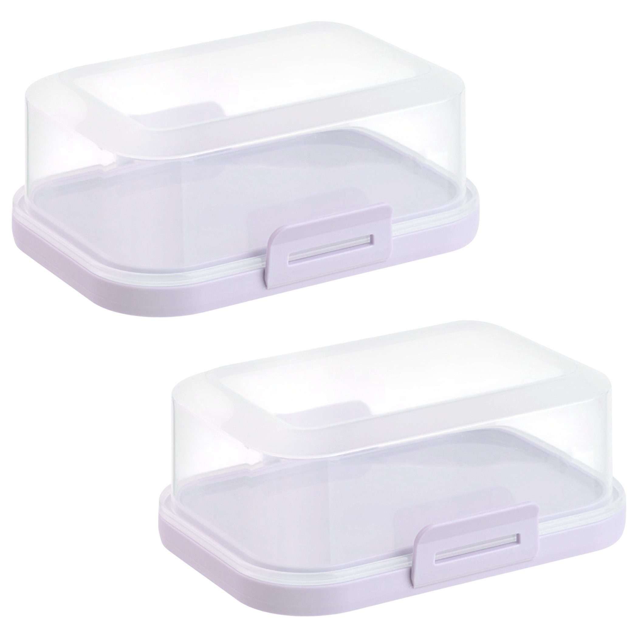 Engelland Butterdose Stapelbare Butter-/Käsedose, Kunststoff, (Vorteils-Set, 2-tlg., mit sicherem Klickverschluss), stapelbar, platzsparend, Ordnung im Kühlschrank, BPA-Frei, Mehrzweck
