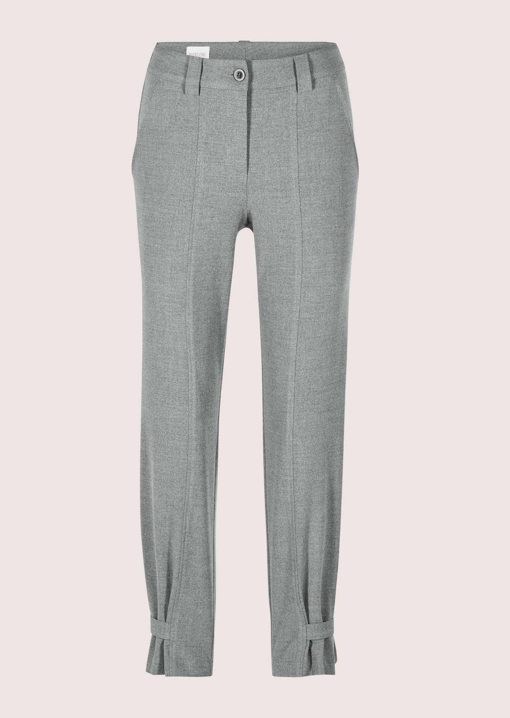 MADELEINE Stoffhose Mid Waist 7/8-Businesshose Stoffhose mit Flanell-Touch, Formbund und Riegel am Saum