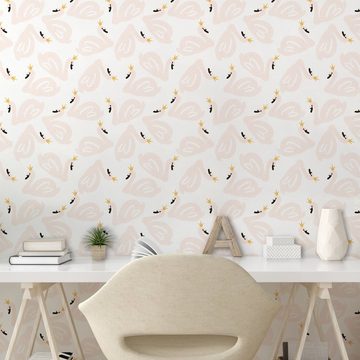 Abakuhaus Vinyltapete selbstklebendes Wohnzimmer Küchenakzent, Schwan Childish Gekritzel Pastell