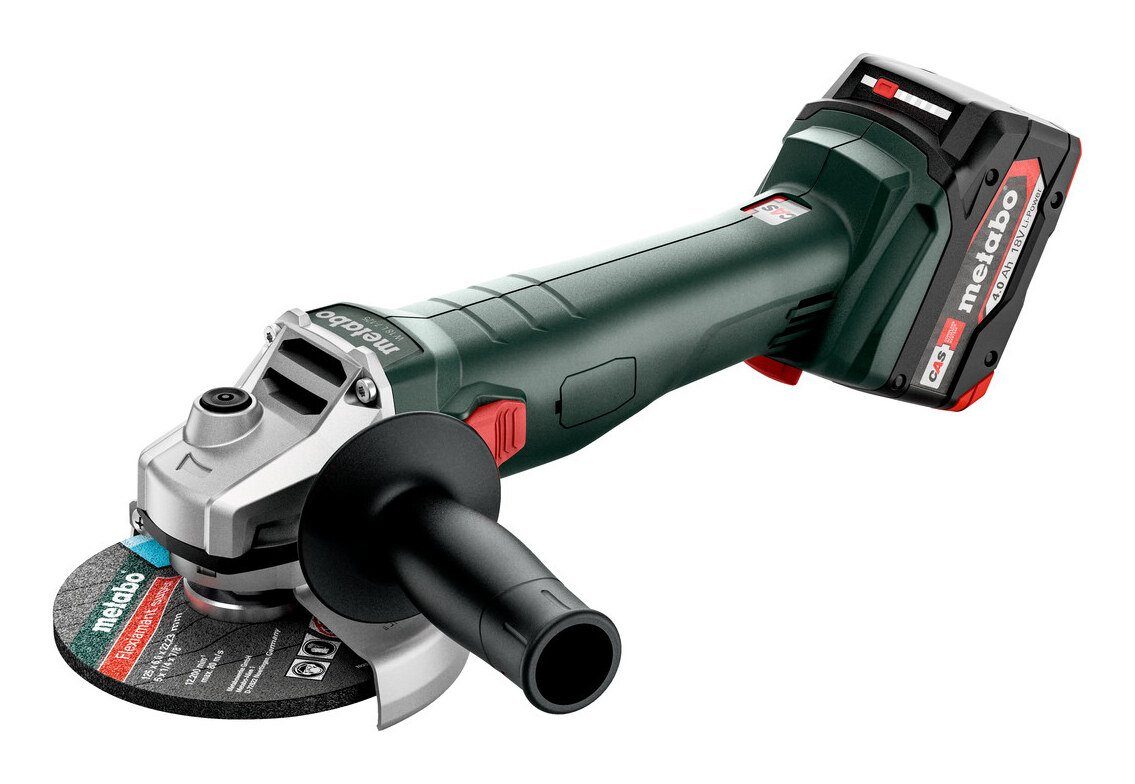 metabo Akku-Winkelschleifer W 18 7-125, max. 8500 U/min, 2 x 4 Ah Li-Ion in metaBox 165 L
