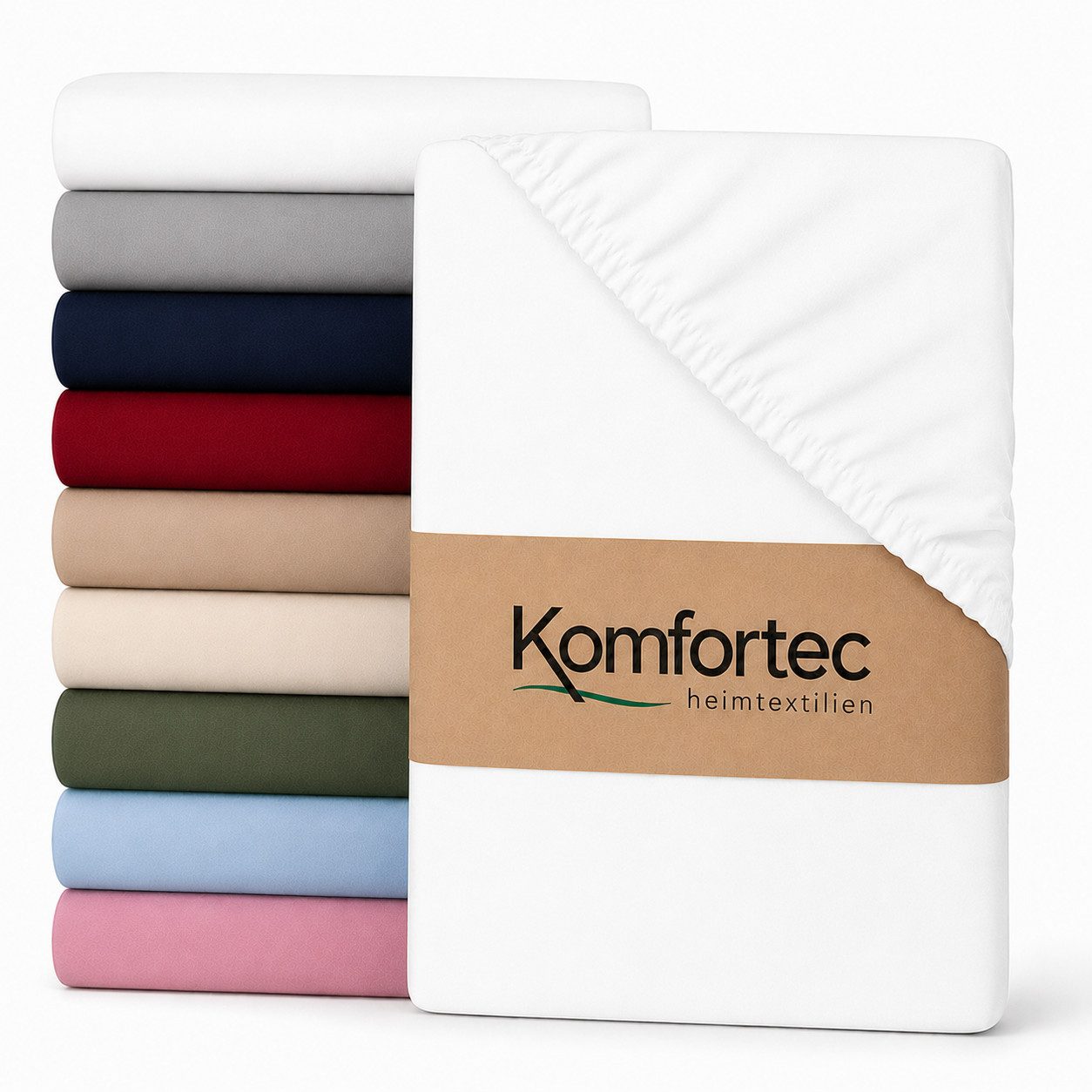 Komfortec Spannbettlaken Boxspringbett bis 15cm - 30cm Matratzenhöhe, Mikrofaser, Gummizug: Rundum, (1 Stück), 90x200 cm, Weiß