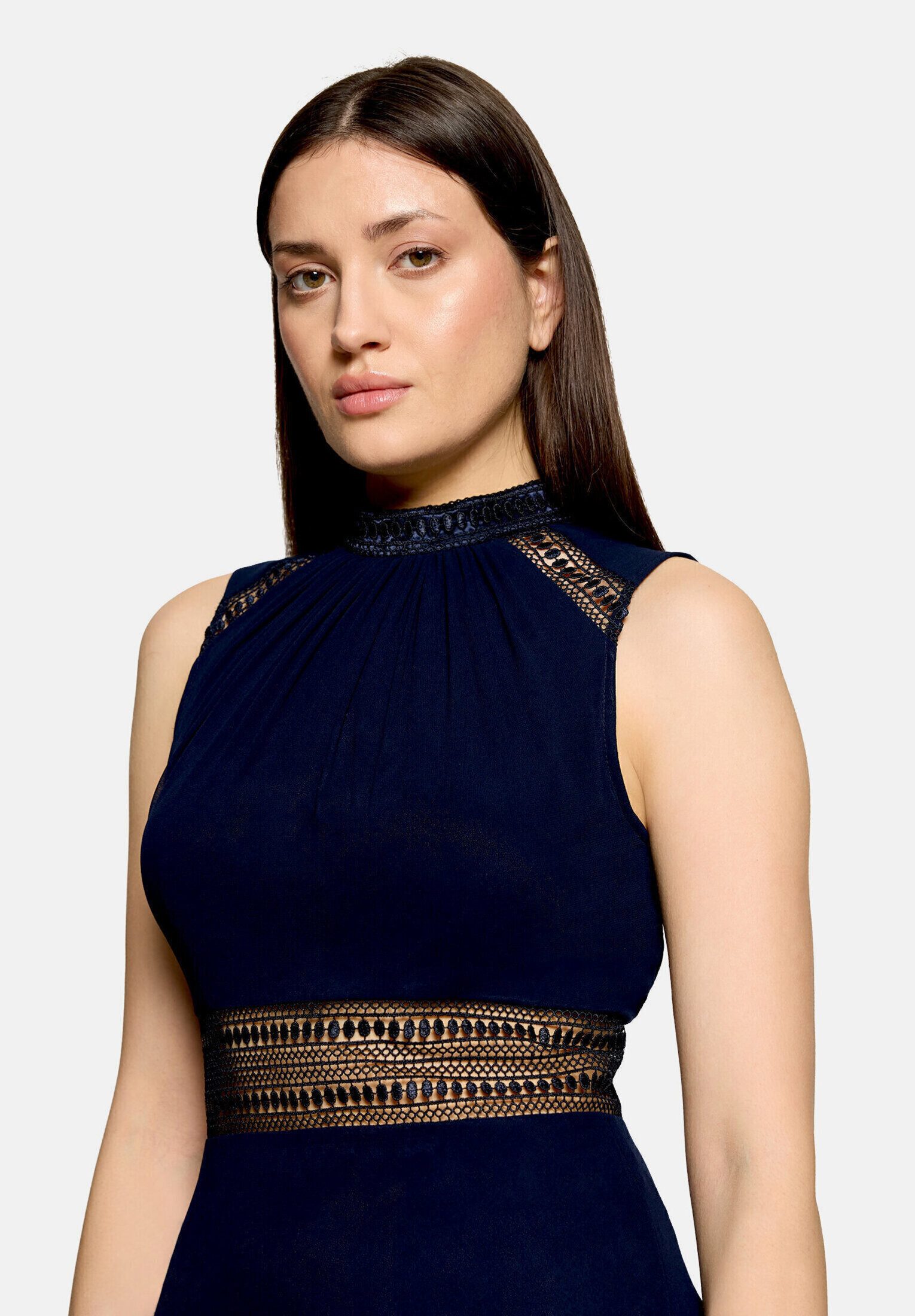 Vera Mont Cocktailkleid Damen mit Spitzeneinsatz Aufgesteppte Bänder