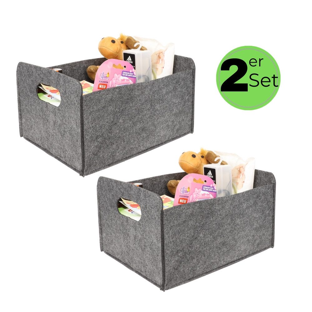 Aufbewahrungsbox 2x Aufbewahrungsbox faltbar Stoff Box Aufbewahrungskorb Filzkorb