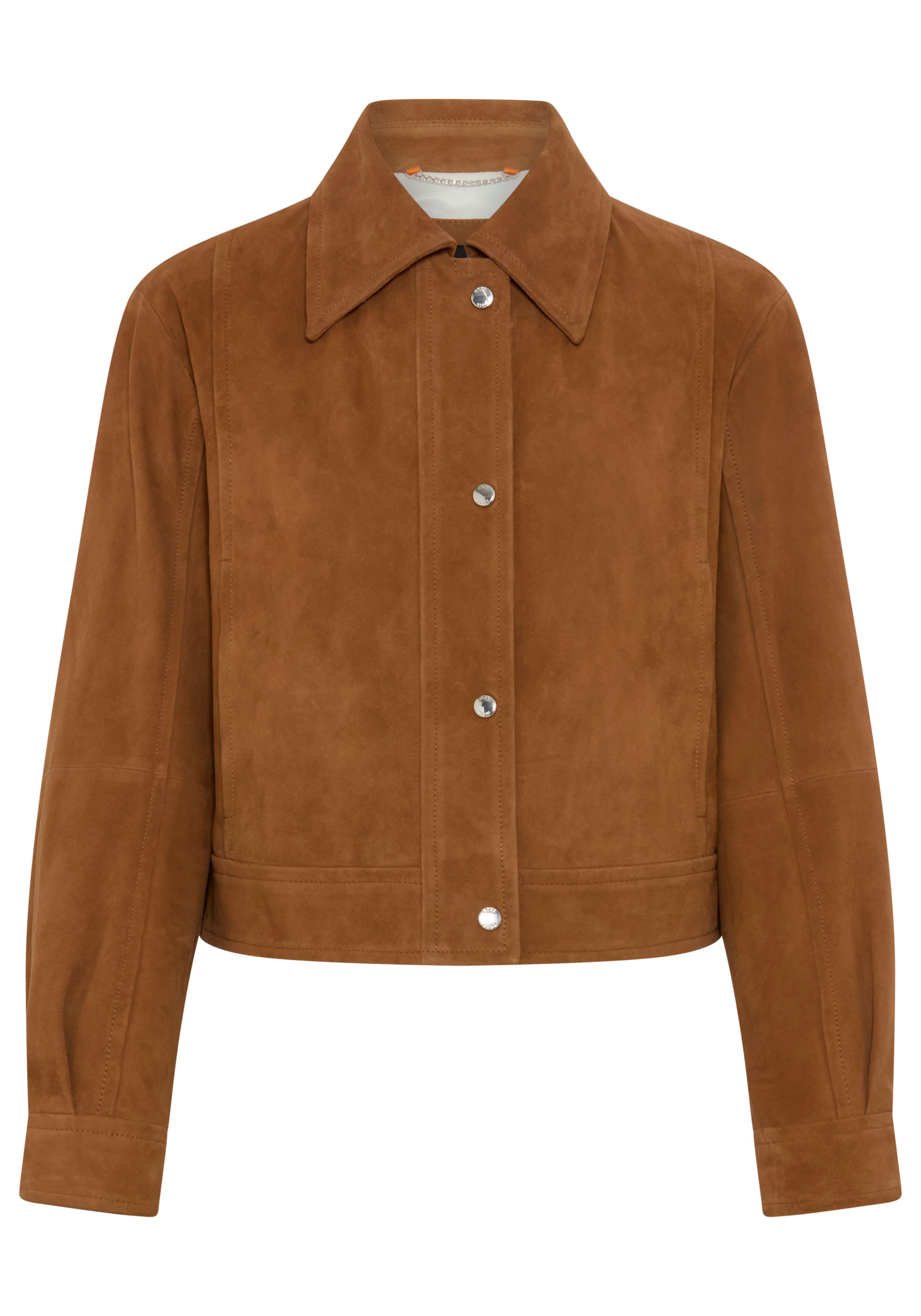 BOSS ORANGE Lederjacke Salisa Premium Damenmode Blouson aus Veloursleder