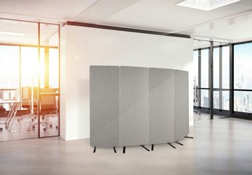 Pronomic Paravent DiviRoom-162 GY Raumtrenner - Mobiler Sichtschutz für Büro und zu Hause - Home Office Raumteiler, Sichtschutz und Schallschutz - 60 x 167 cm - Optimiert die Raumakustik (1 St)