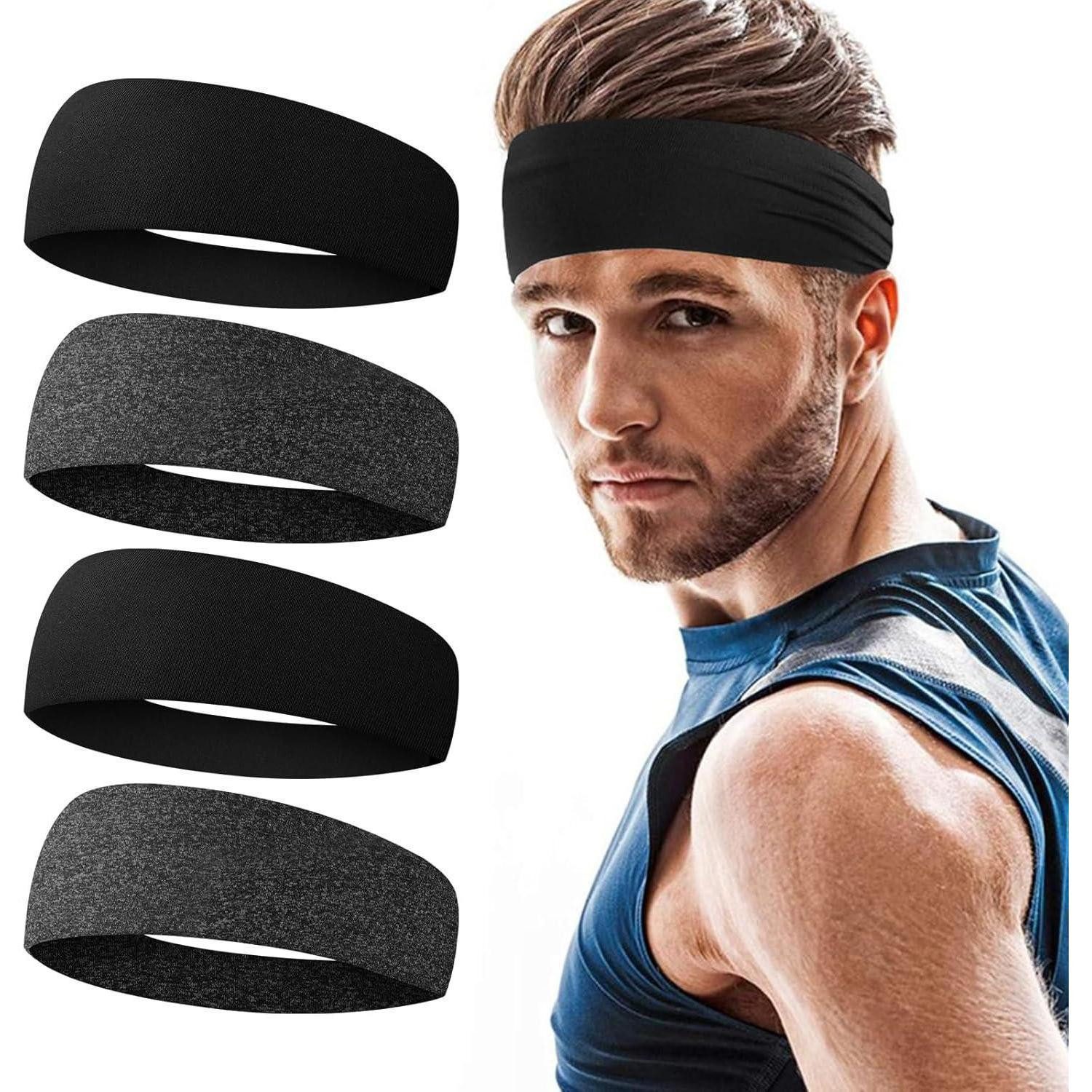 LuxusKollektion Schweißband Sport Stirnbänder Unisex elastisch dünn rutschfest 4er Set