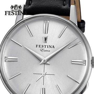 Festina Quarzuhr Festina Herren Uhr F20248/1 Lederarmband, Herren Armbanduhr rund, Lederarmband schwarz