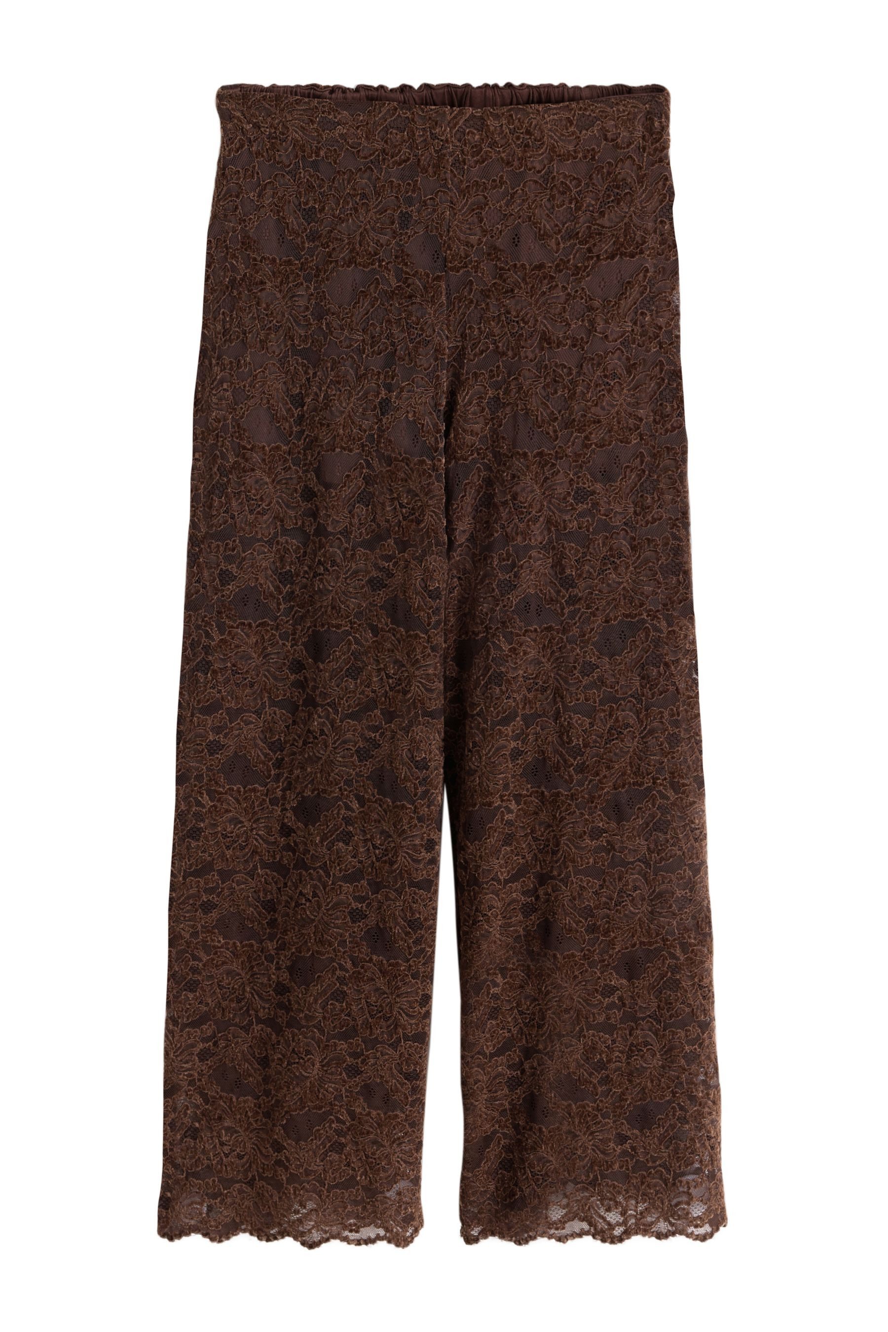 Palazzohose Chenille-Hose mit weitem Bein und Spitze
