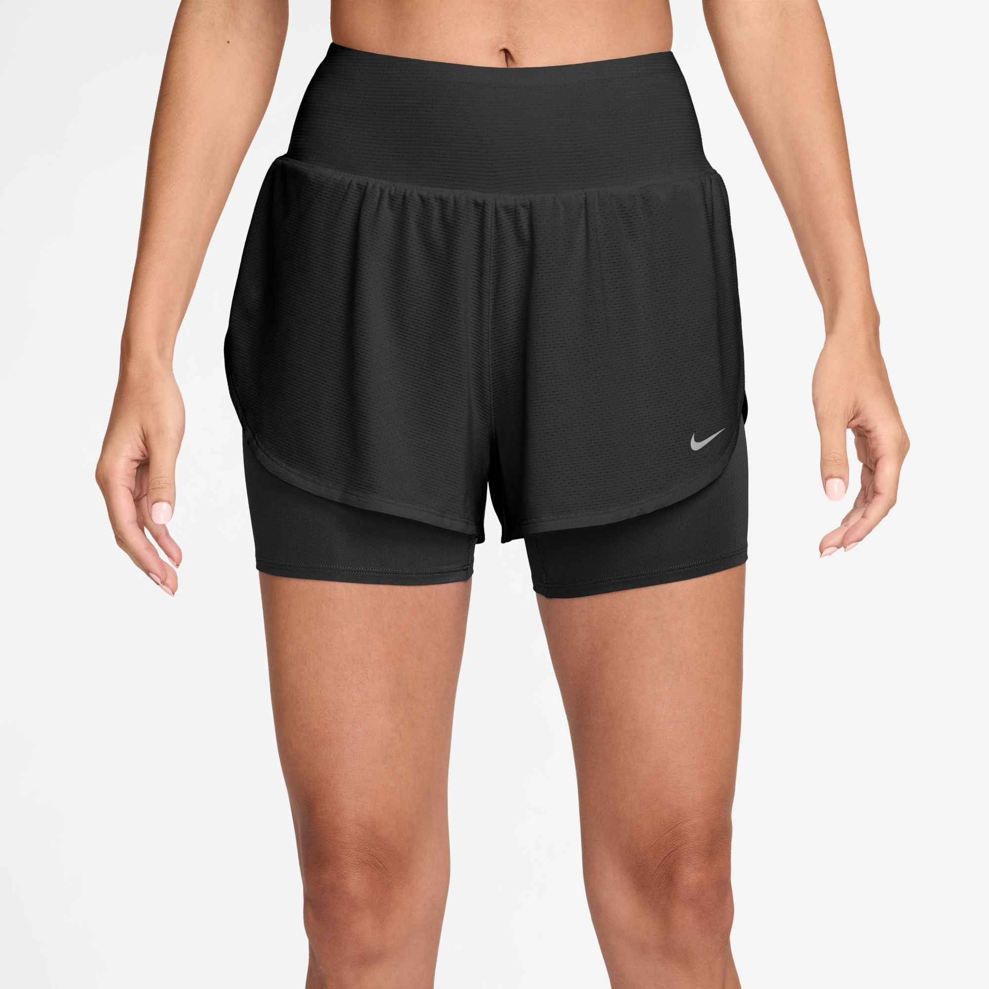 Nike Laufshorts W NK TEMPO FLW MSH DF 2N1 SHRT ohne Verschluss, aus Mesh, mit Dri-FIT Technologie