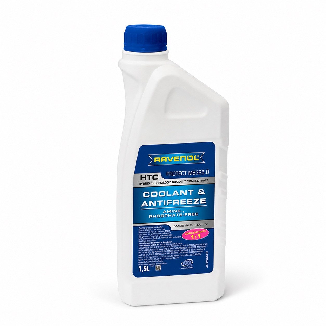 Ravenol Kühlerfrostschutz HTC Concentrate Protect MB 325.0 Kühlmittel Konzentrat Blau, 1,5 l, 1,5L Kühlerfrostschutz Konzentrat – MB 325.0 – Hybrid-Technologie