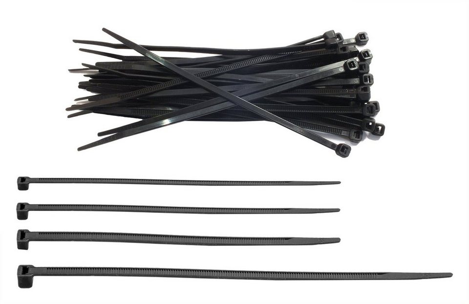 BigDean Kabelbinder 400 Stück schwarz 4 Größen 200 / 300 mm lang  2,5/3,5/4,5 mm breit (400-St)