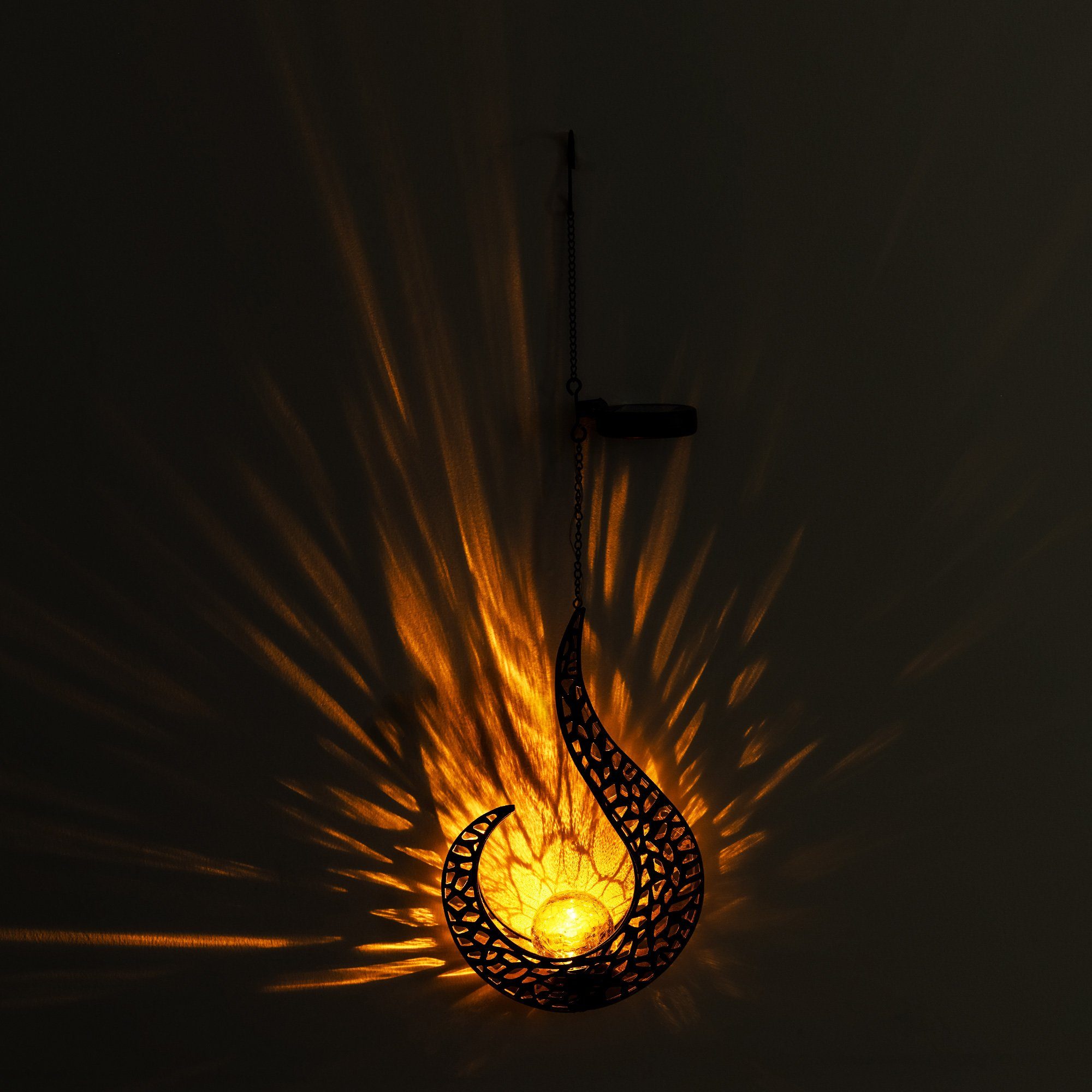 Hängelampe LED - Gartenfackel Solar 1x orientalisch - Navaris Solarlampe Flammen-Design LED