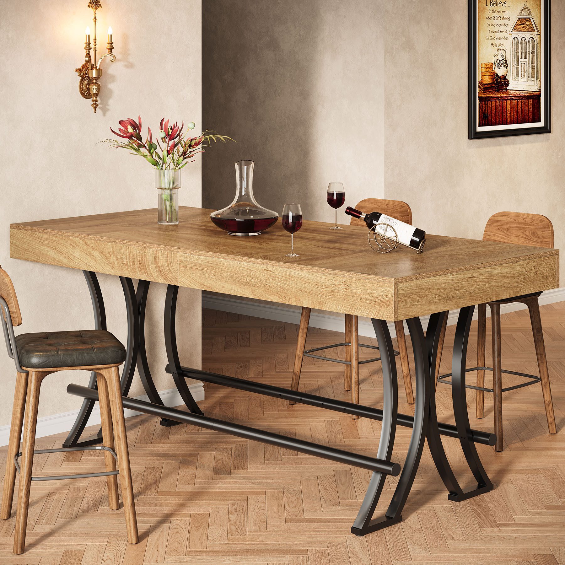 Tribesigns Bartisch Industrial Design, 160x70 x90 cm Esstisch Bartisch ...