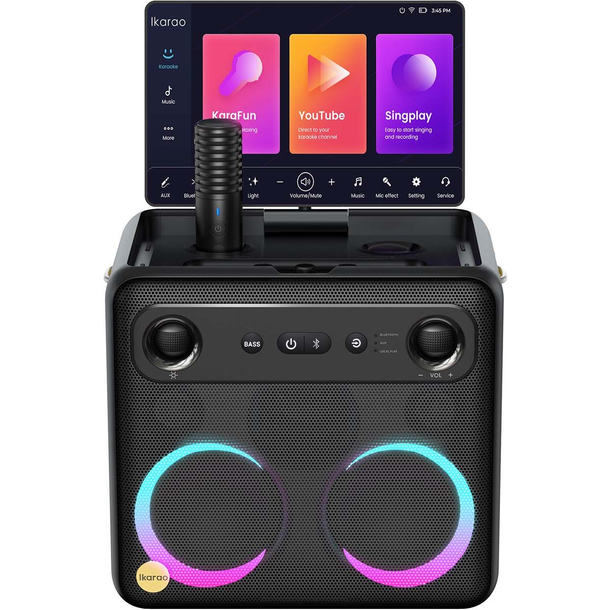 Ikarao Ikarao Break X2 Karaoke-Maschine (Bluetooth, 300 W, Touchscreen, Android Karaoke, WLAN, HDMI und selbstladende Mikrofone)
