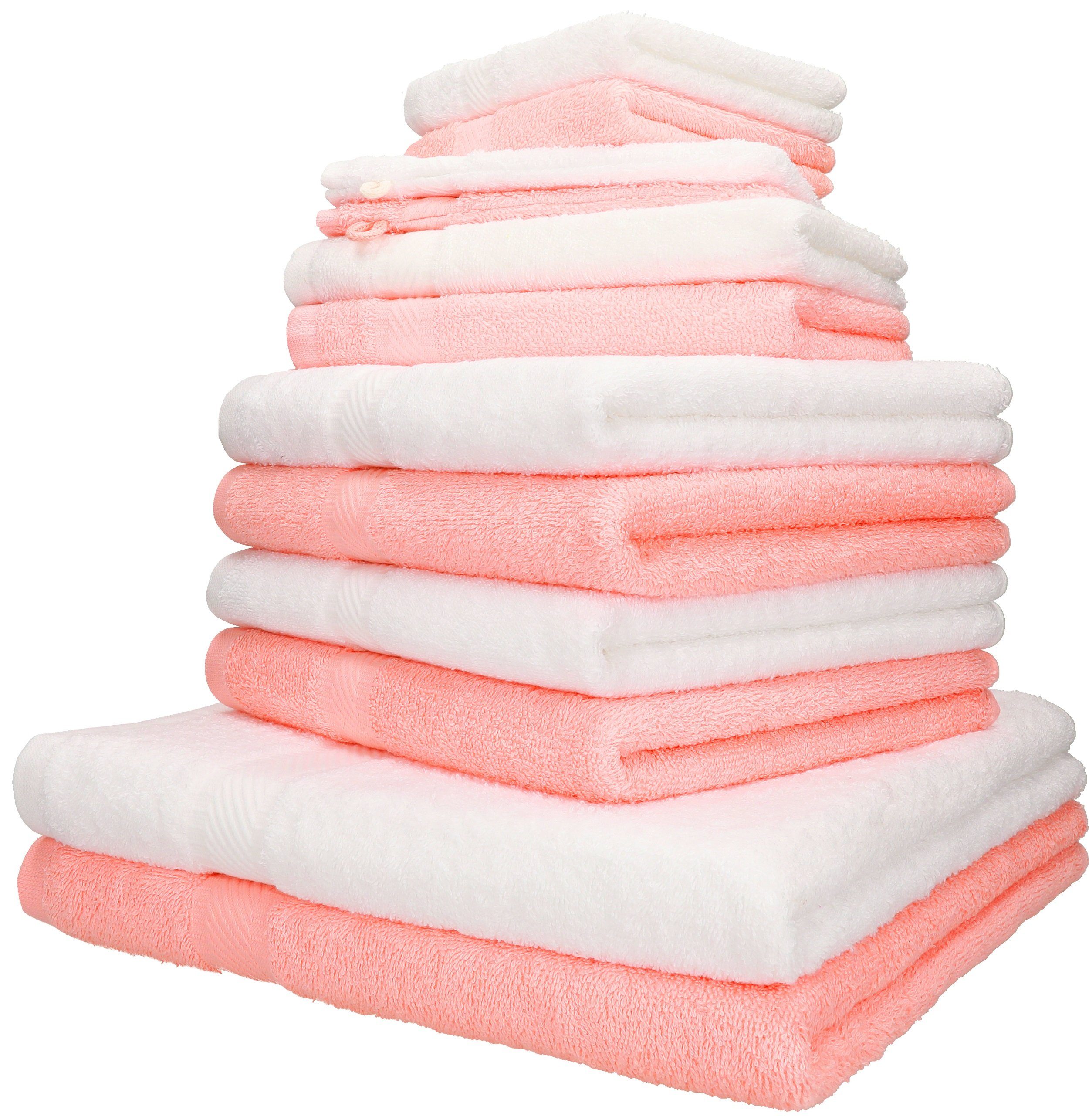 Gästetücher Baumwolle, weiß, apricot Farbe 2 Handtuch-Set Baumwolle 100% 100% 12-TLG. Handtuch Set 2 Palermo 2 Handtücher Liegetücher Seiftücher 2 (12-tlg) und 4 Betz Waschhandschuhe