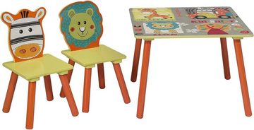 Woltu Sitzgruppe, (3-tlg), Waldtiere Tisch&Stuhlsets Kindertisch mit 2 Stühle