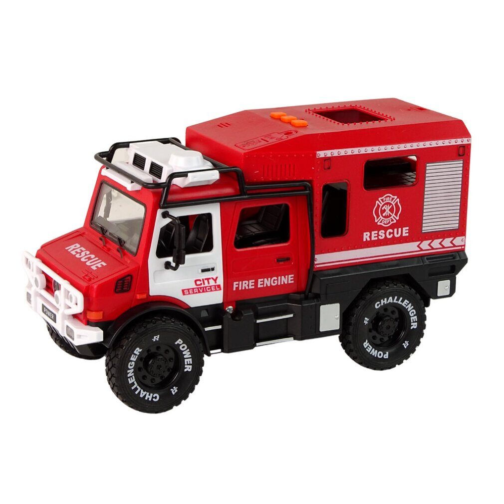 LEAN TOYS Spielzeug-Boot Geländewagen-Feuerwehr-rote öffnende Türen, Geräusche, Lichter