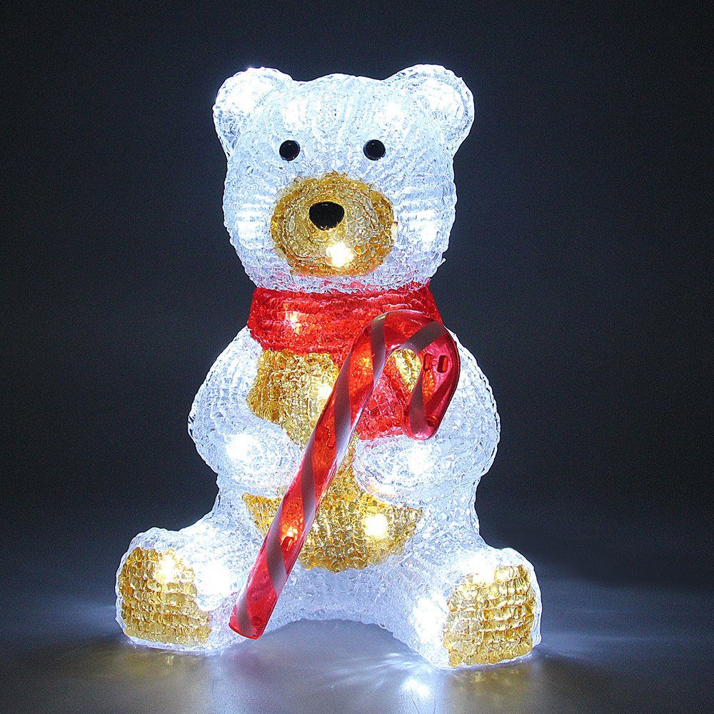 Deuba Dekofigur, Acryl Figur mit LED Teddy 17,5x13x25cm Indoor Outdoor IP44 Innen