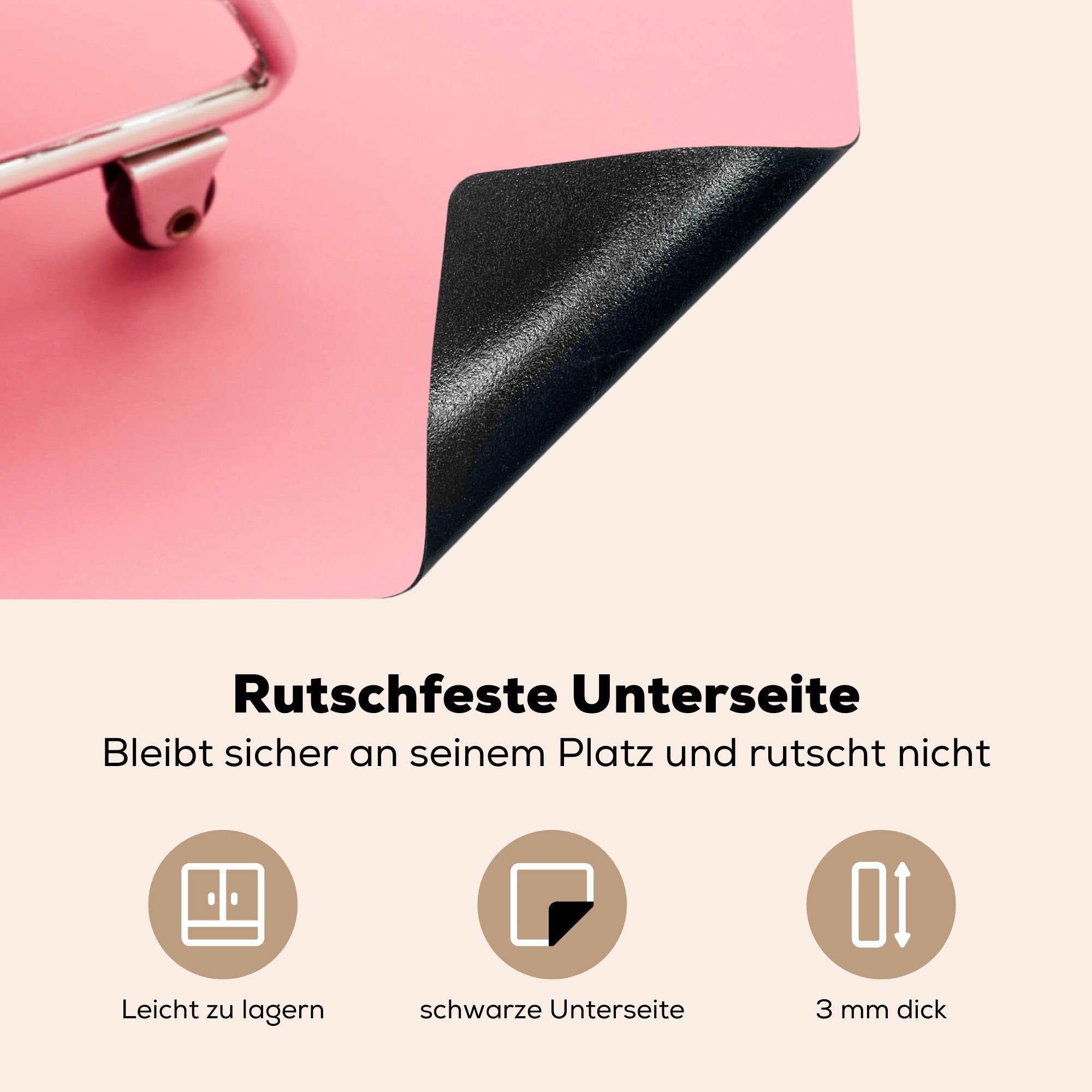 MuchoWow Vinyl, tlg), für Apfel, Arbeitsplatte 78x78 (1 Herdblende-/Abdeckplatte Miniatur-Einkaufswagens küche eines Stillleben einem mit cm, Ceranfeldabdeckung, goldenen