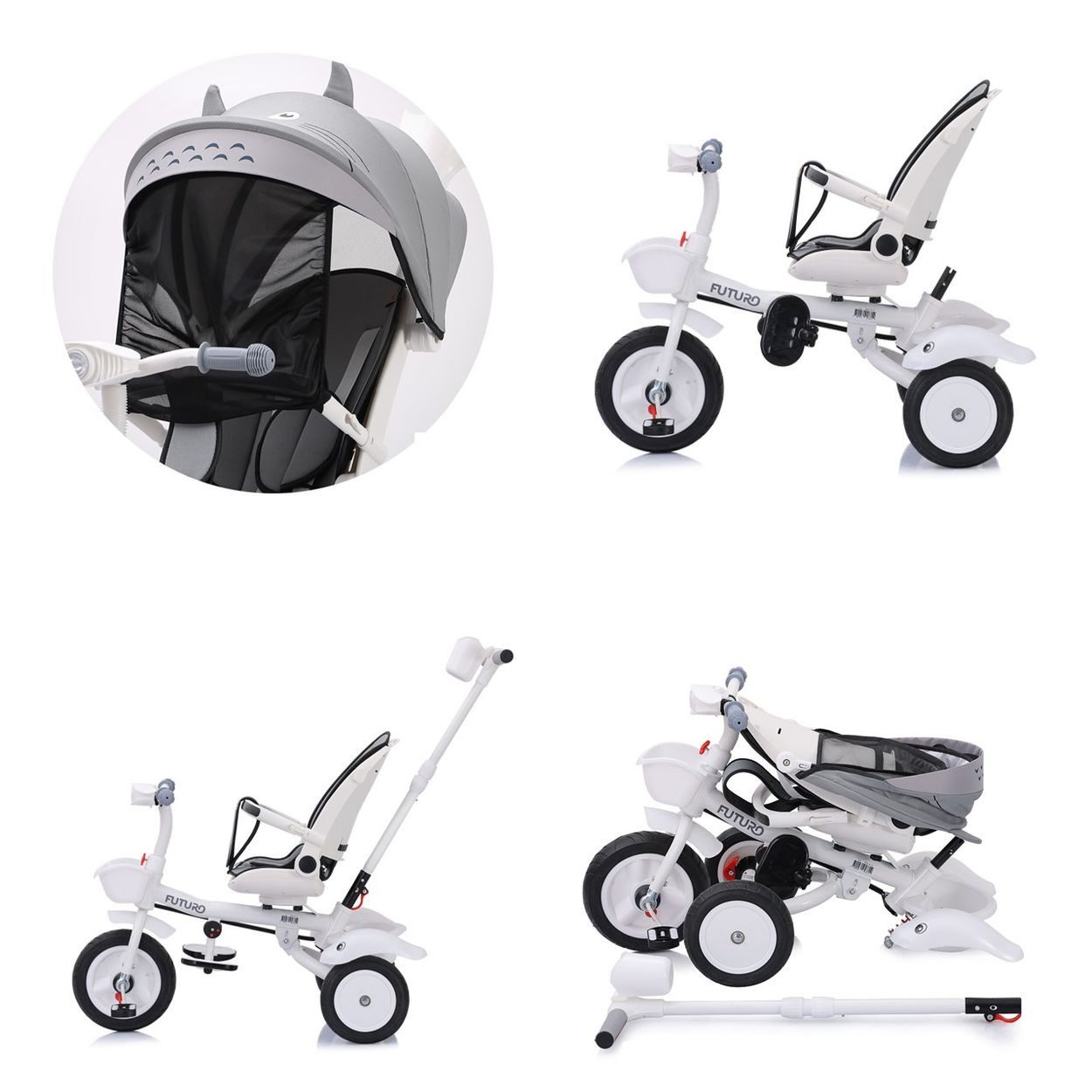 Chipolino Dreirad Futuro 2 in 1, PU-Räder, Musik, Licht, Becherhalter, Schiebegriff, faltbar, 25 kg – Bild 5 von 5