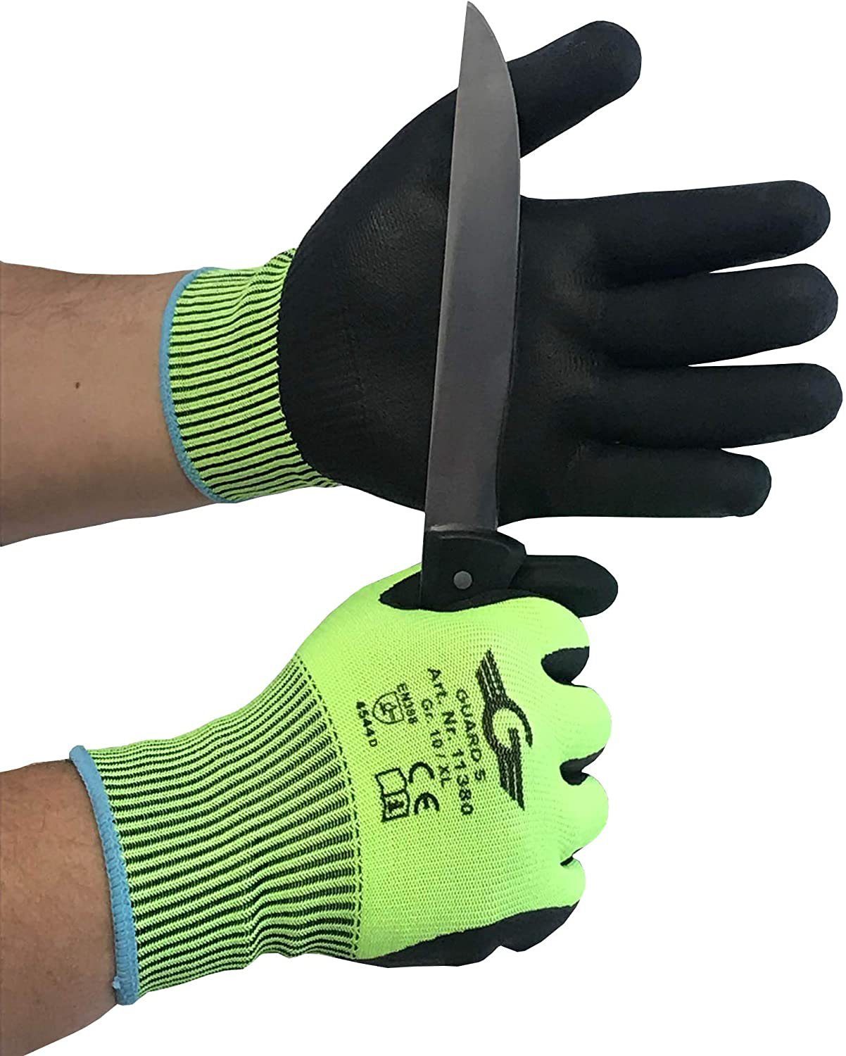 GUARD 5 Schnittschutzhandschuhe schnittfeste Arbeitshandschuhe für höchste Sicherheit (Art-11380G) (3-St) Schnittschutz