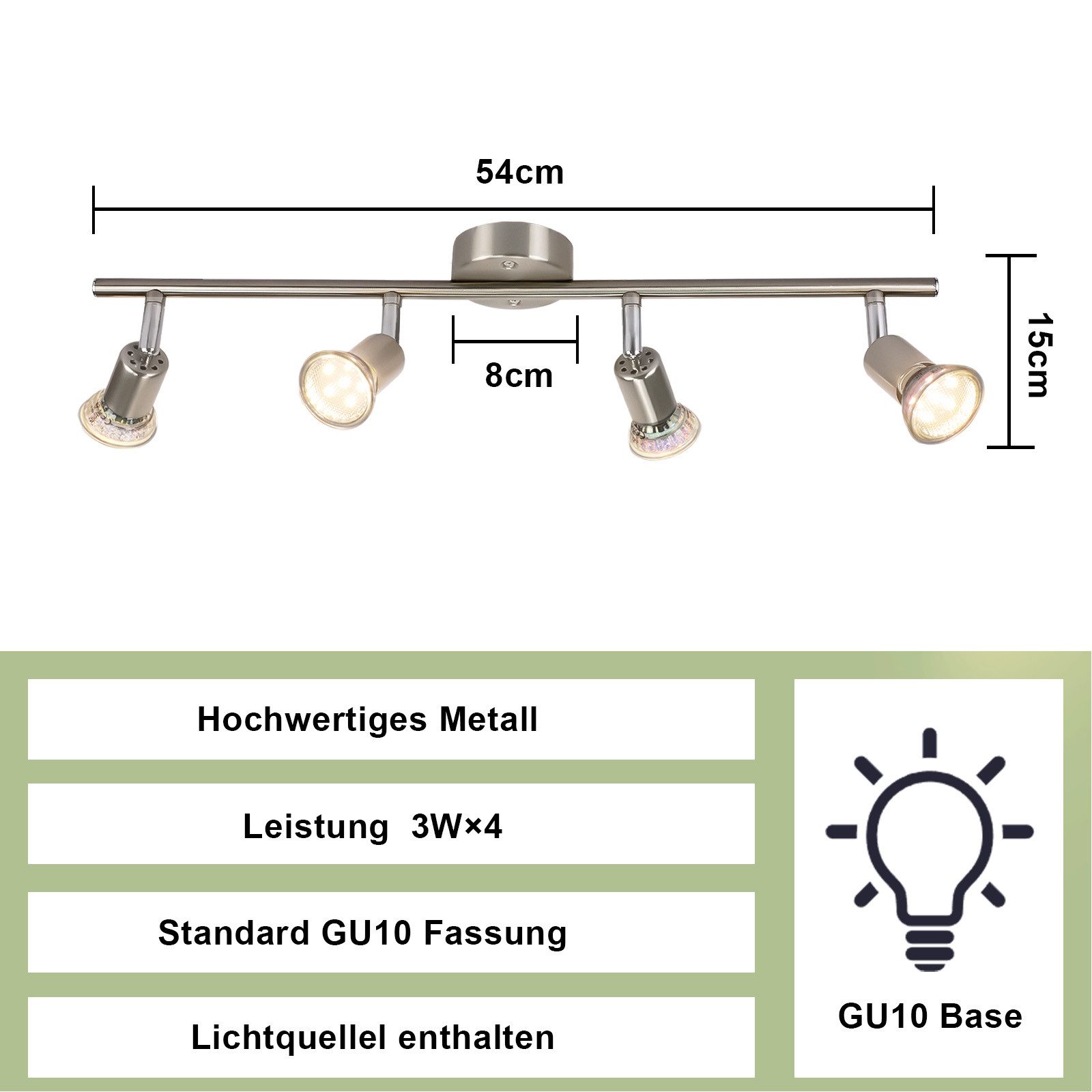 ZMH Deckenstrahler 1/2/3/4 Flammig GU10 Modern günstig online kaufen