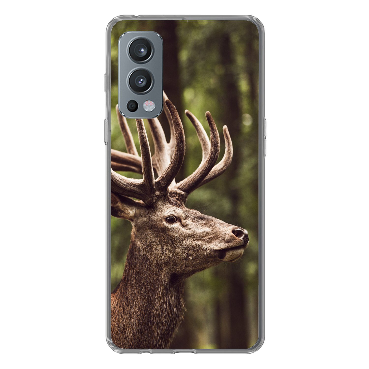 MuchoWow Handyhülle für OnePlus Nord 2 5G Hirsch - Natur - Geweih - Wald - Tiere, Phone Case, Silikon, Schutzhülle Dünn