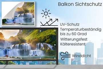 MuchoWow Balkonsichtschutz Wasserfall - Pflanzen - Sonne - Wasser - Natur (1-St) Balkonbanner, Sichtschutz für den Balkon, Robustes und wetterfest