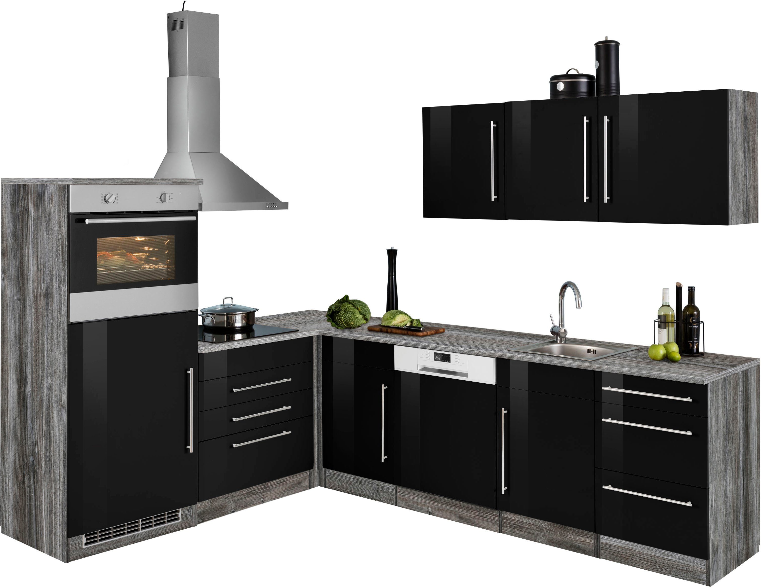 KOCHSTATION Winkelküche "KS-Samos", mit E-Geräten, Stellbreite 200/270 cm günstig online kaufen