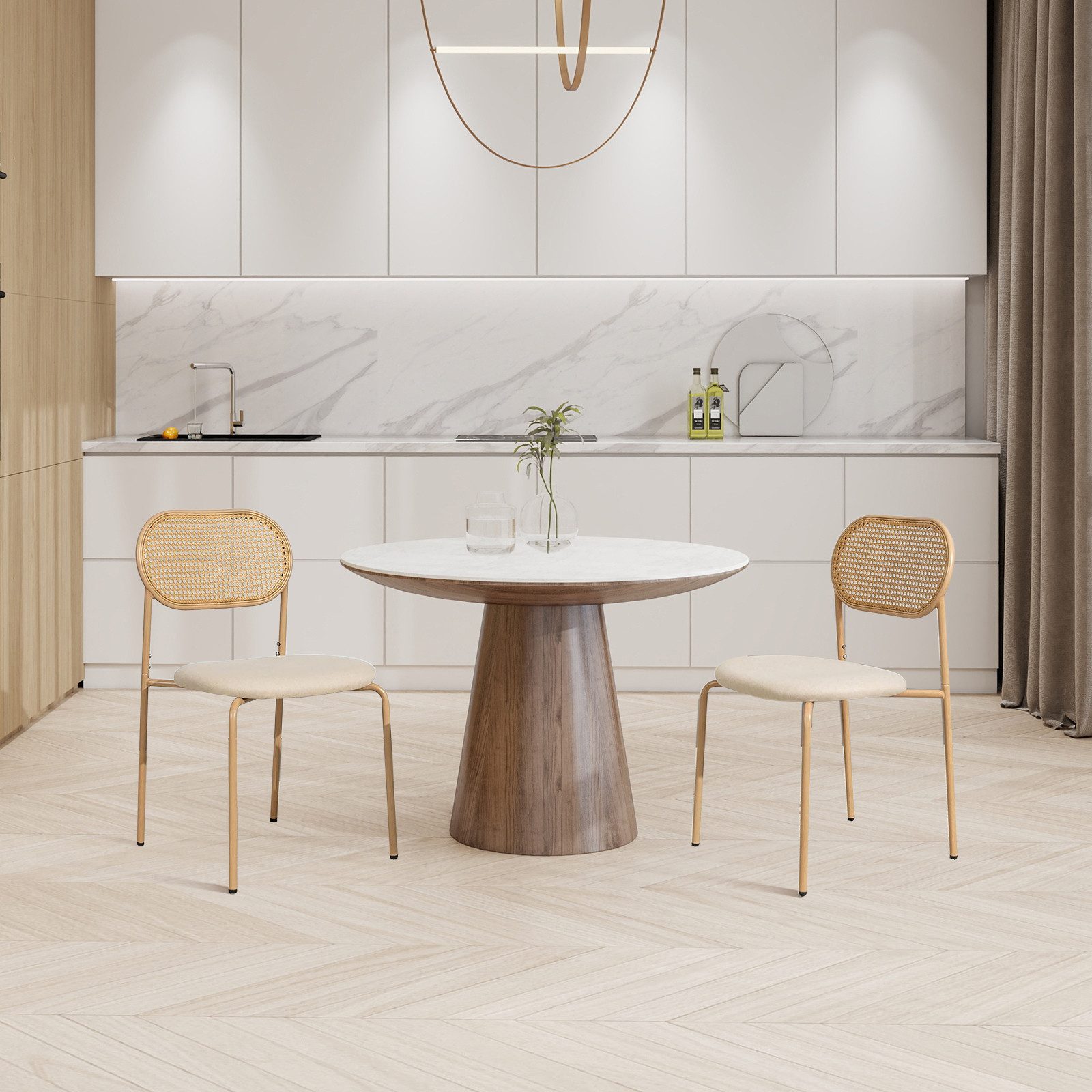 FUROKOY Rattanstuhl Esszimmerstuhl Küchenstuhl mit Rattan-Rückenlehne, günstig online kaufen