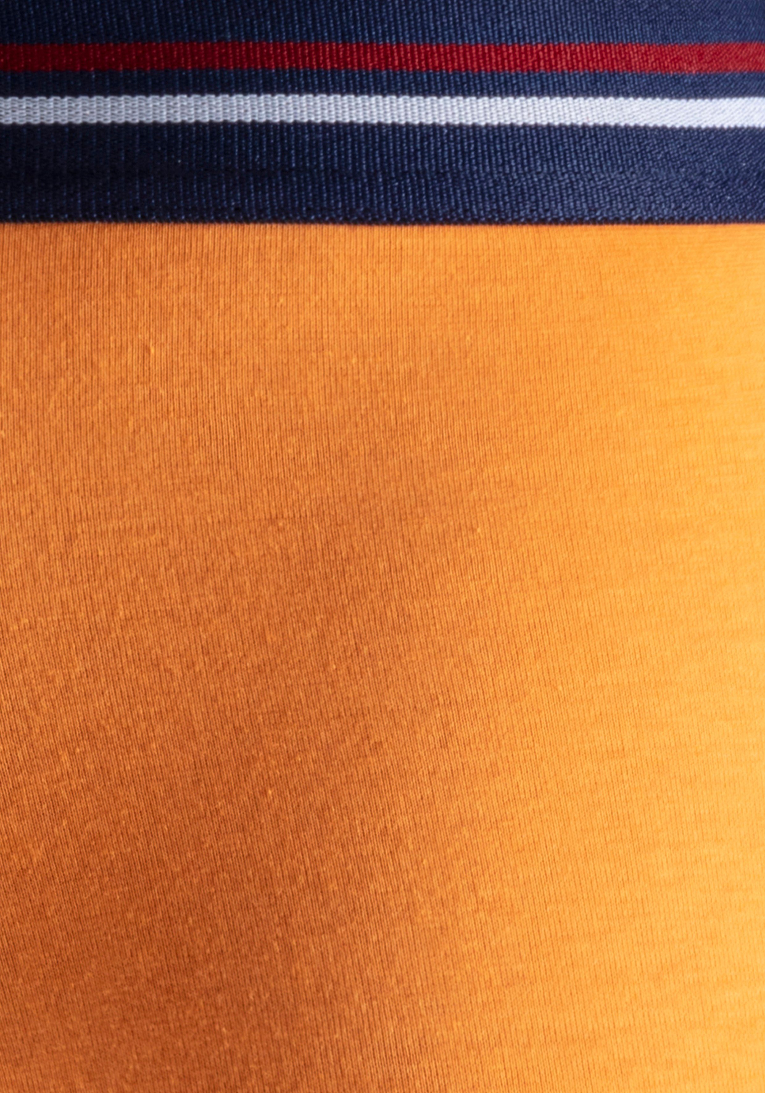 und H.I.S in mint, Markenlogo schwarz im Hipster-Form Boxershorts 5-St) Streifen mit orange, Bund grau-meliert, (Packung, navy,