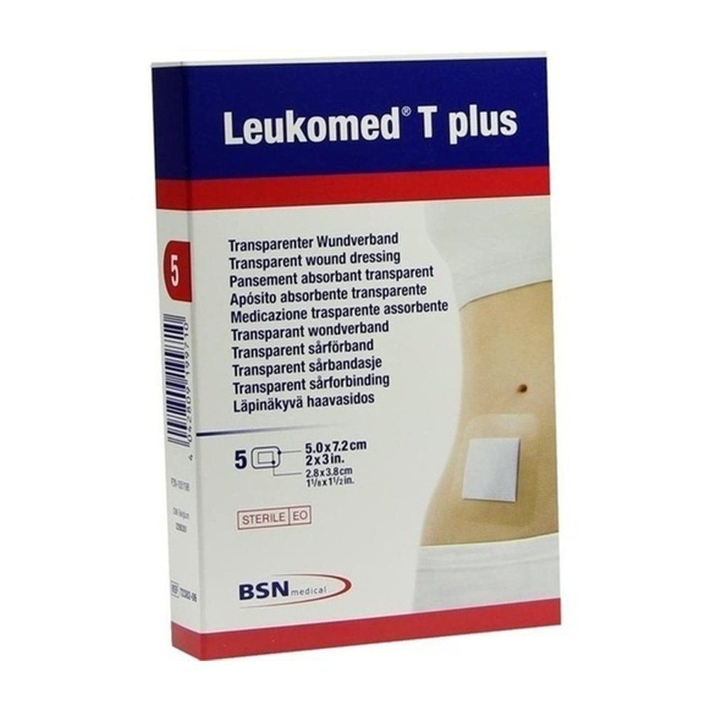BSN medical GmbH Wundpflaster LEUKOMED transp.plus sterile Pflaster 5x7,2 cm, 5 Stück (5 St., 5x sterile Pflaster 5x7,2 cm), Transparenter Wundverband 5x7,2cm