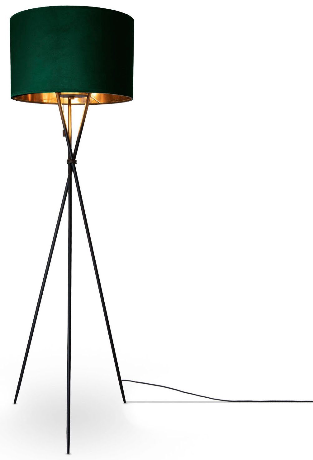 Paco Home Stehlampe Filigran Höhe ohne 177,5cm E27 uni Color, Kate Velour Wohnzimmer Leuchtmittel, Standleuchte Dreibein