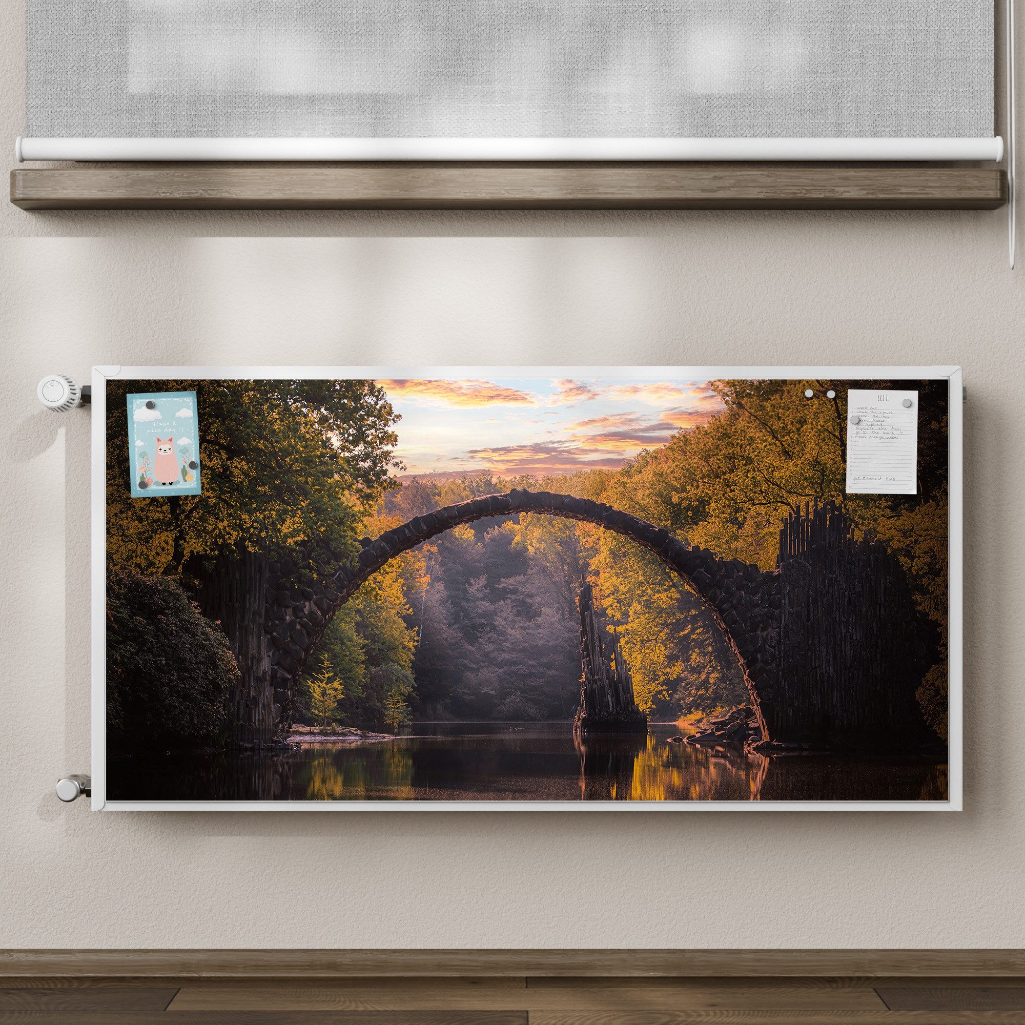 DEQORI Magnetfolie 'Spiegelbrücke', beschreibbar Heizung Magnetmatte magnetisch Magnetfolie