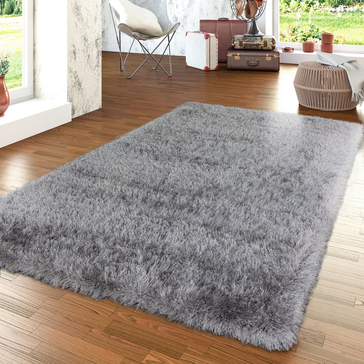 Hochflor-Teppich Langflor Teppich Wohnzimmer Shaggy Hochflor Pastell, TT Home, Läufer, Höhe: 74 mm