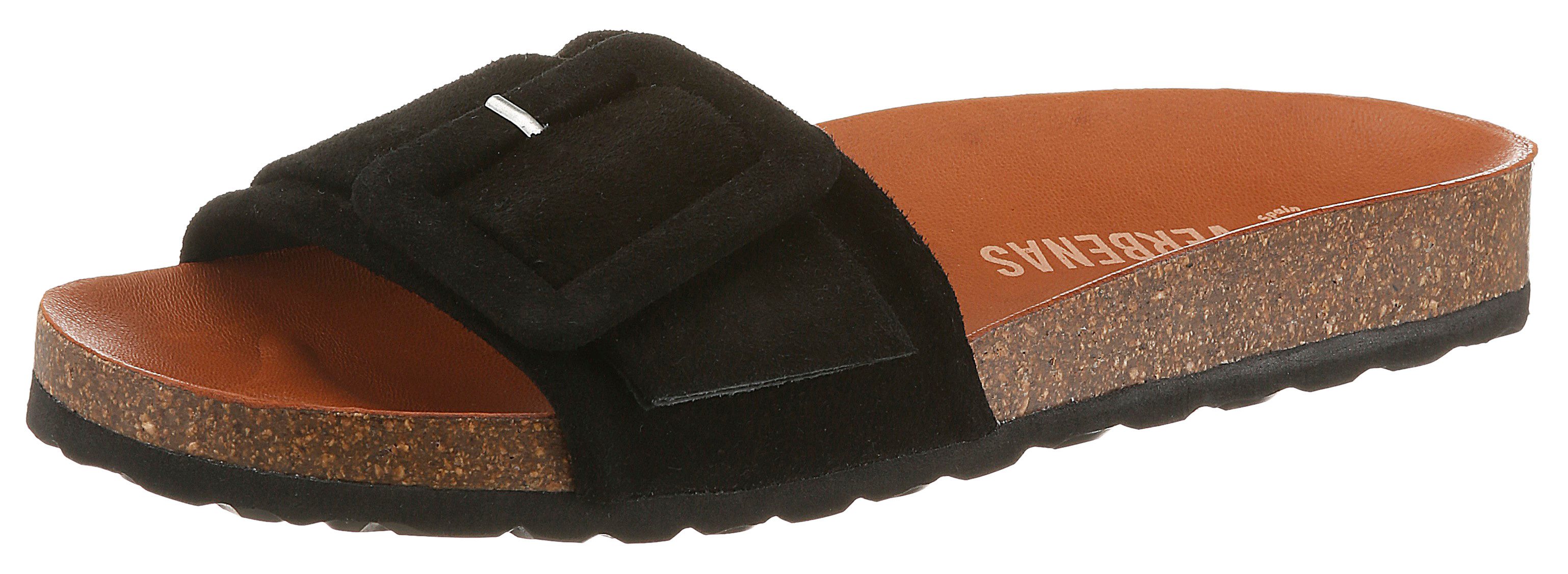 VERBENAS REIKO VELOUR Pantolette Sommerschuh, Urlaubsschuh, Strandschuh zum Schlupfen