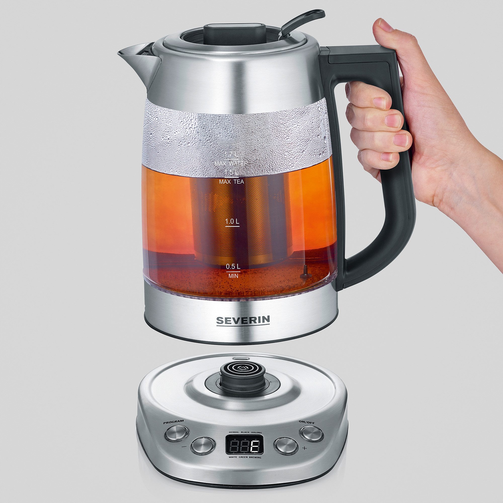 Severin Wasserkocher Severin Glas Tee-/Wasserkocher Deluxe WK 3480, 1.7 l, 3000 W