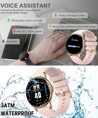 HOAIYO mit Pulsmesser, Musiksteuerung, Schrittzähler, Wasserdicht Smartwatch (1.3 Zoll, Android iOS), mit Bluetooth Anrufen Fitness Tracker Armbanduhren Fur Herren Sportuhr