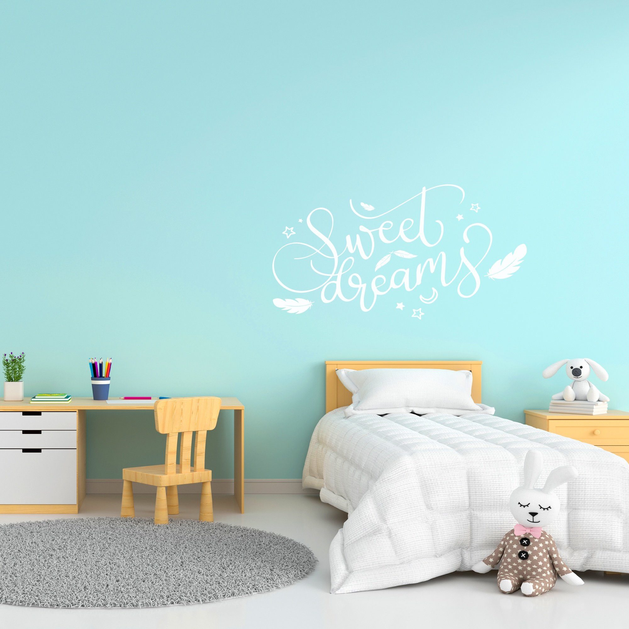 GRAVURZEILE Wandtattoo - Sweet Dreams - Wandtattoo - Kinderzimmer - Flügel -