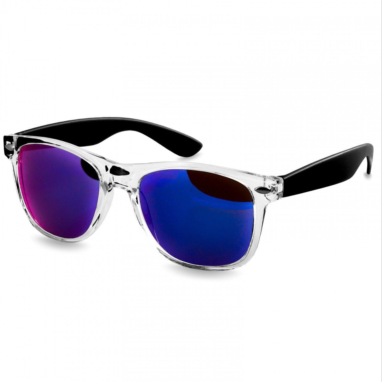 Caspar Sonnenbrille SG017 Damen RETRO Designbrille schwarz / blau verspiegelt