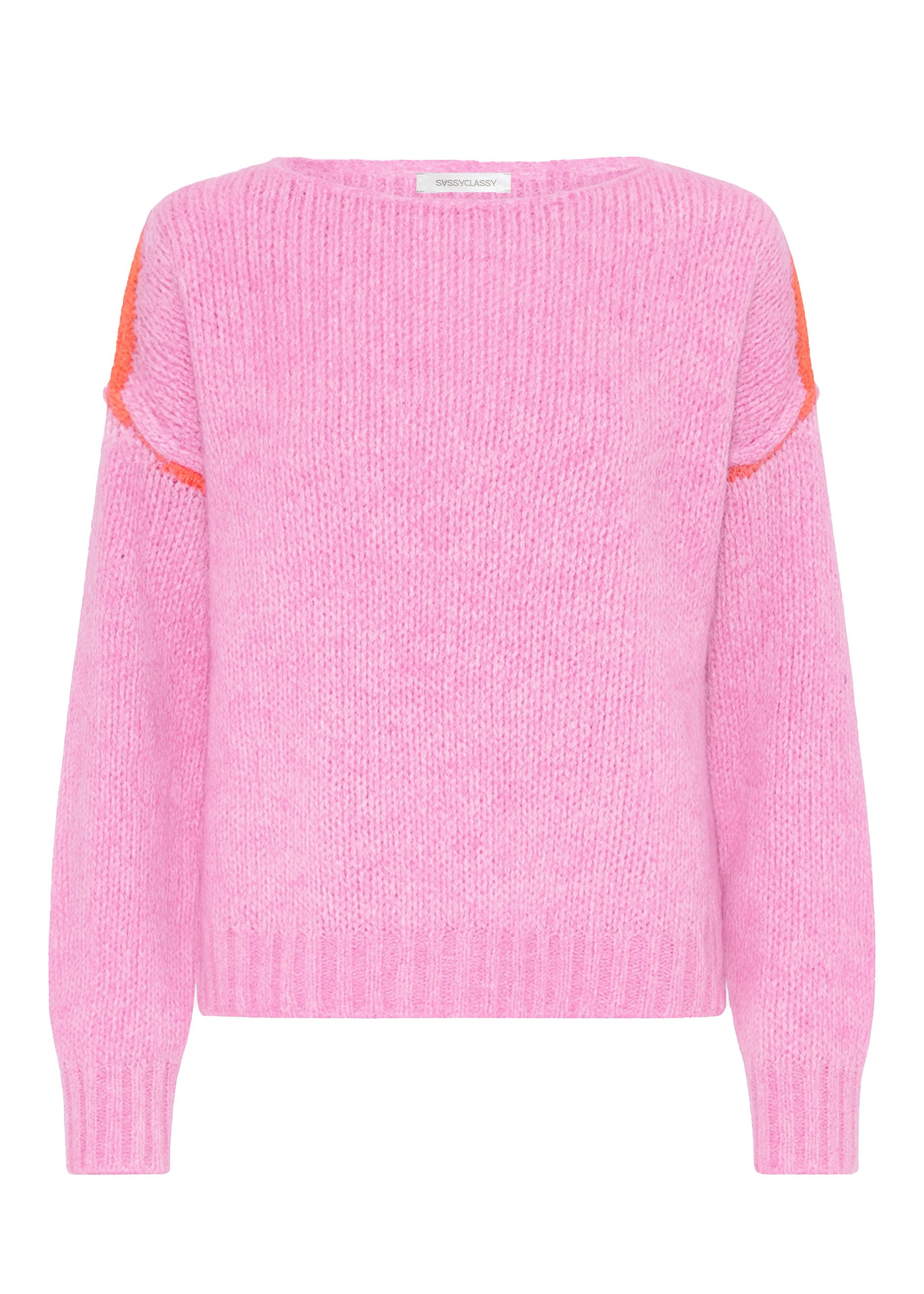 SASSYCLASSY Strickpullover Oversize Pullover Damen mit Kontrastnähten Elega günstig online kaufen