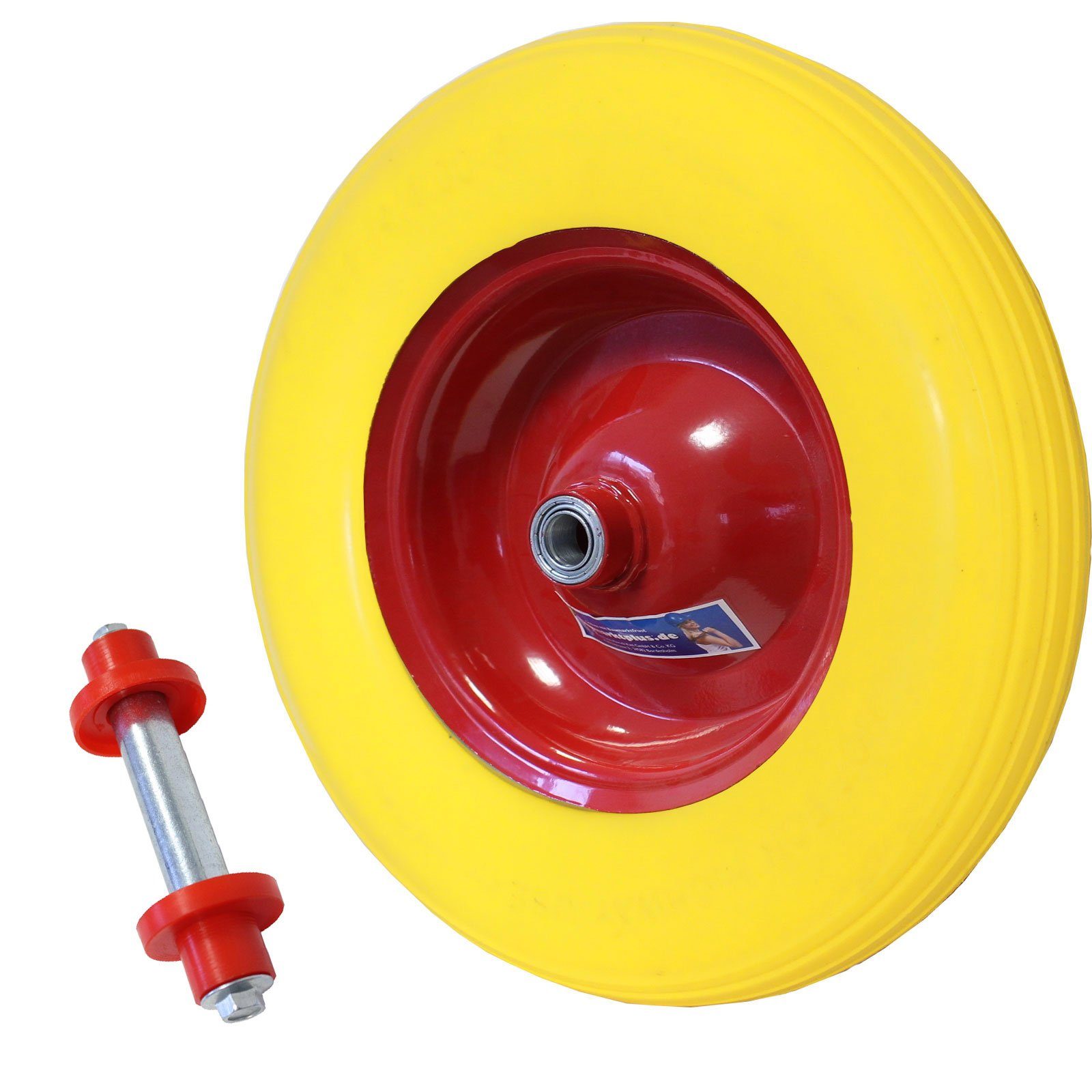 TRUTZHOLM Schubkarren-Rad Vollgummi 4.00-8 / 4.80 mit Achse 200 Kg Ersatzrad Schubkarre PU (Einzeln, 1 St), pannensicher